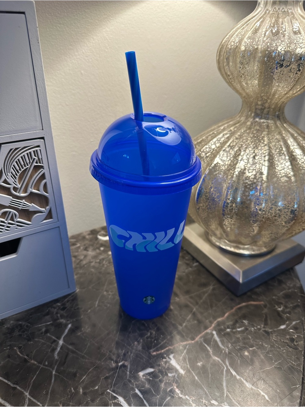 Starbucks Bright Blue Reusable Cold Cup with Straw